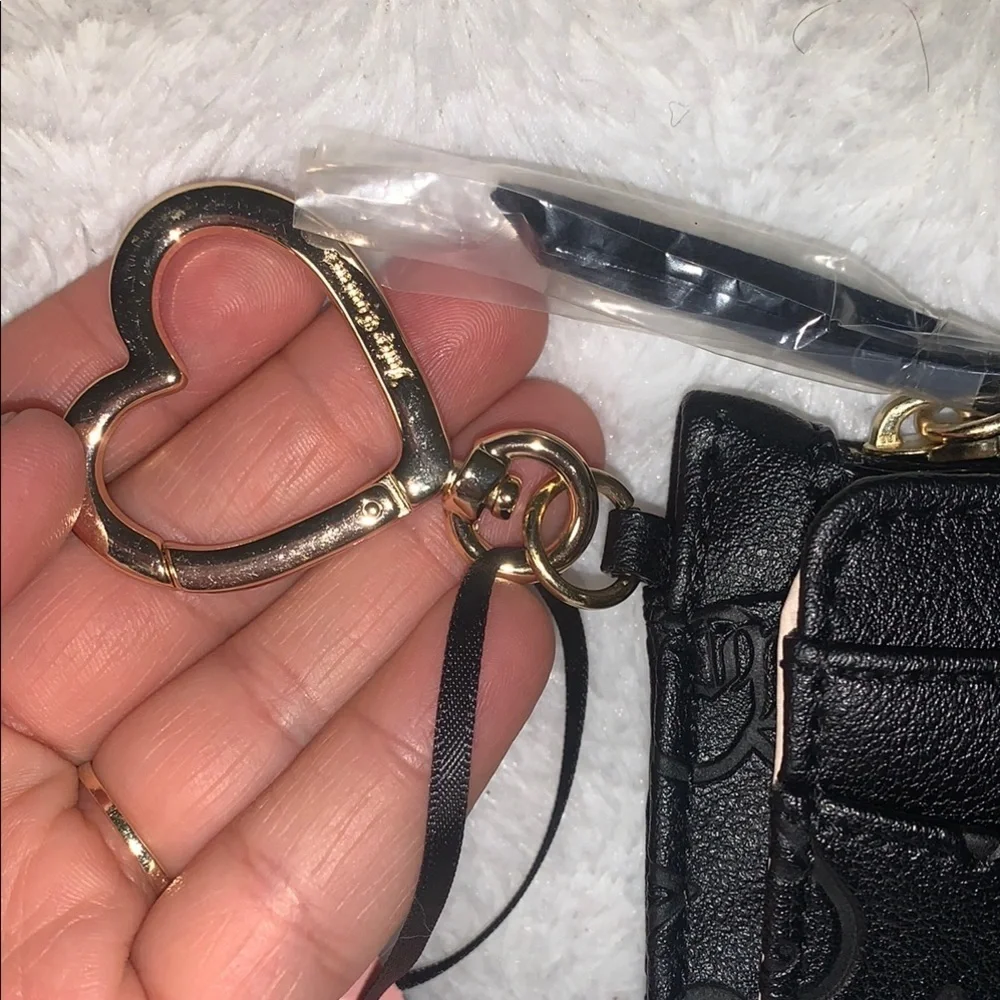 Juicy Couture Black Card Holder with Crystal Heart